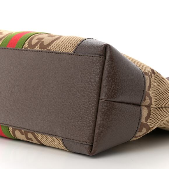 GUCCI Ophidia Jumbo GG Medium Tote Bag in Camel & Ebony Canvas Leather NEW - Picture 12 of 16